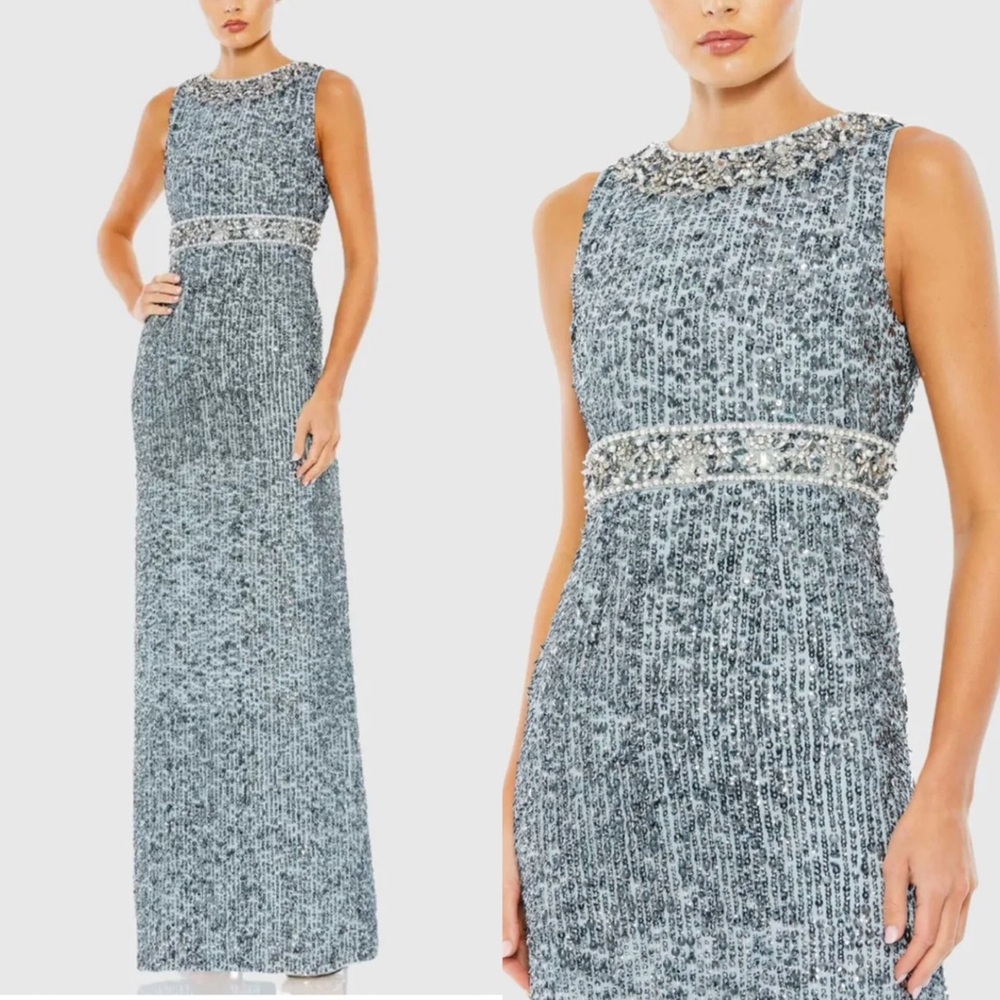 MAC DUGGAL
Blue Sleeveless Sequin Column Gown 10839